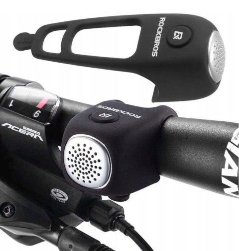 Dzwonek rowerowy elektroniczny w obudowie silikonowej - czarny Dzwonek rowerowy elektroniczny w obudowie silikonowej - czarny