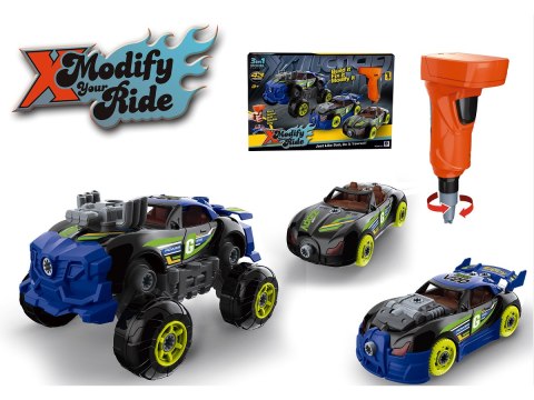 Sportowy, Terenowy Samochód do rozkręcania i skręcania 3w1 TUNING + Wkrętarka, Monster Truck Sportowy, Terenowy Samochód do rozkręcania i skręcania 3w1 TUNING + Wkrętarka, Monster Truck