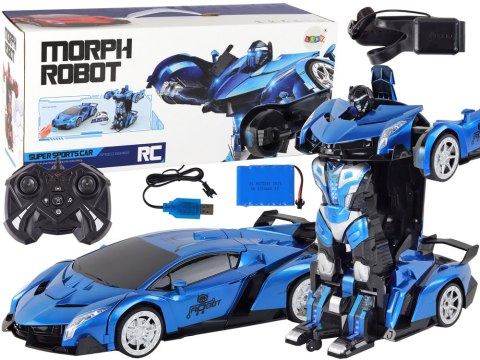 Samochód- Robot Transformacja R/C 1:10 Niebieski Sterowanie Gestami Samochód- Robot Transformacja R/C 1:10 Niebieski Sterowanie Gestami