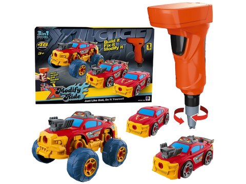 Sportowy, Terenowy Samochód do rozkręcania i skręcania 3w1 TUNING + Wkrętarka Monster Truck Sportowy, Terenowy Samochód do rozkręcania i skręcania 3w1 TUNING + Wkrętarka Monster Truck