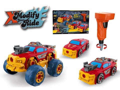 Sportowy, Terenowy Samochód do rozkręcania i skręcania 3w1 TUNING + Wkrętarka Monster Truck Sportowy, Terenowy Samochód do rozkręcania i skręcania 3w1 TUNING + Wkrętarka Monster Truck