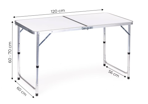 Stolik turystyczny stół składany kemping biały blat 120 x 60 cm Stolik turystyczny stół składany kemping biały blat 120 x 60 cm