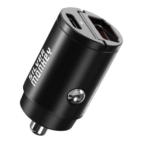 Ładowarka samochodowa do gniazdka zapalniczki 30W 1x USB-C PD 1xUSB-A QC czarna Ładowarka samochodowa do gniazdka zapalniczki 30W 1x USB-C PD 1xUSB-A QC czarna