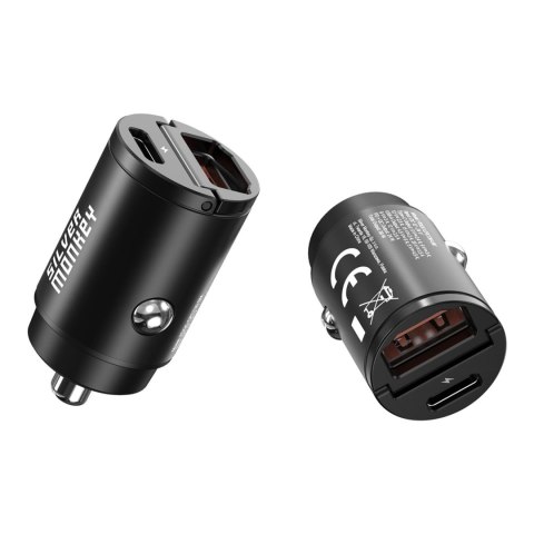 Ładowarka samochodowa do gniazdka zapalniczki 30W 1x USB-C PD 1xUSB-A QC czarna Ładowarka samochodowa do gniazdka zapalniczki 30W 1x USB-C PD 1xUSB-A QC czarna