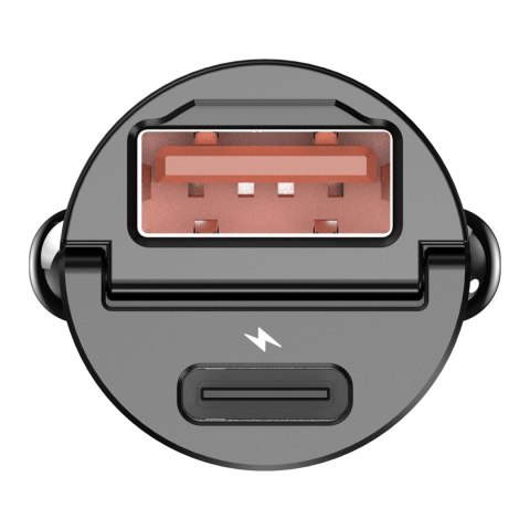 Ładowarka samochodowa do gniazdka zapalniczki 30W 1x USB-C PD 1xUSB-A QC czarna Ładowarka samochodowa do gniazdka zapalniczki 30W 1x USB-C PD 1xUSB-A QC czarna