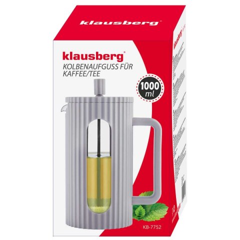 ZAPARZACZ TŁOKOWY DO KAWY/HERBATY 1000ml KLAUSBERG KB-7752 SZARY ZAPARZACZ TŁOKOWY DO KAWY/HERBATY 1000ml KLAUSBERG KB-7752 SZARY