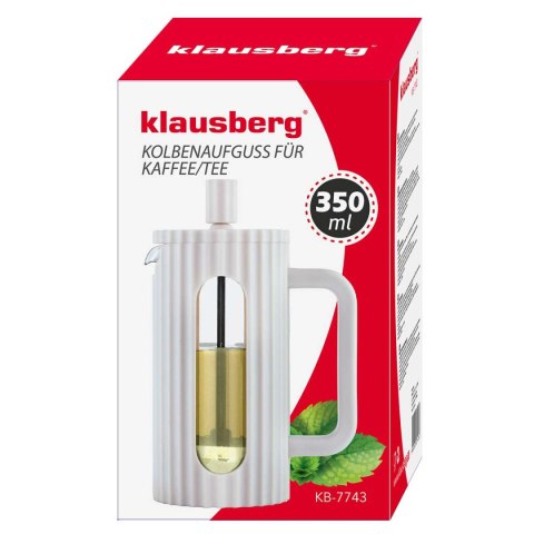 ZAPARZACZ TŁOKOWY DO KAWY/HERBATY Z 350ml KLAUSBERG KB-7743 BIAŁY ZAPARZACZ TŁOKOWY DO KAWY/HERBATY Z 350ml KLAUSBERG KB-7743 BIAŁY