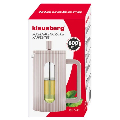 ZAPARZACZ TŁOKOWY DO KAWY/HERBATY Z 350ml KLAUSBERG KB-7744 RÓŻOWY ZAPARZACZ TŁOKOWY DO KAWY/HERBATY Z 350ml KLAUSBERG KB-7744 RÓŻOWY