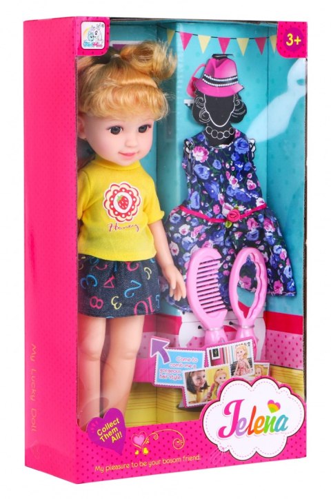Duża Lalka do stylizacji dla dzieci 3+ blondynka + 2 Stroje + Grzebyk + Lusterko Duża Lalka do stylizacji dla dzieci 3+ blondynka + 2 Stroje + Grzebyk + Lusterko
