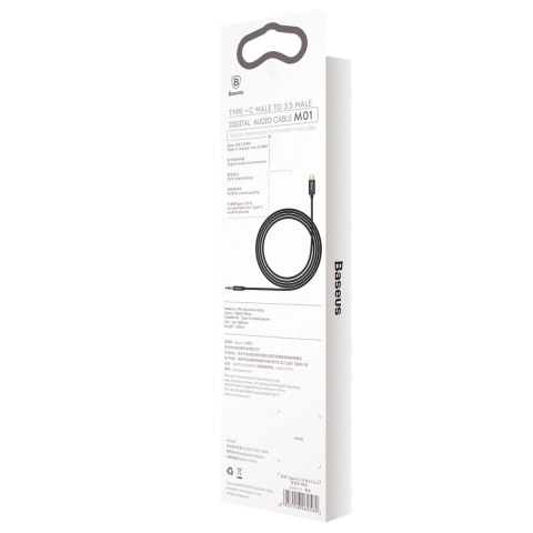 Kabel audio stereo przejścióka AUX 3.5mm Mini Jack - USB-C 120cm - czarny Kabel audio stereo przejścióka AUX 3.5mm Mini Jack - USB-C 120cm - czarny
