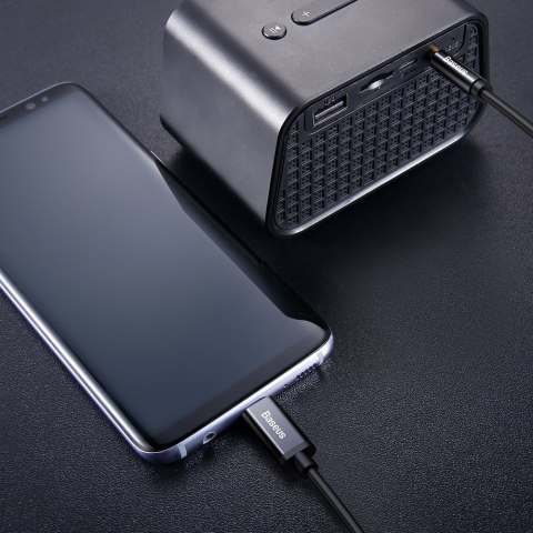 Kabel audio stereo przejścióka AUX 3.5mm Mini Jack - USB-C 120cm - czarny Kabel audio stereo przejścióka AUX 3.5mm Mini Jack - USB-C 120cm - czarny