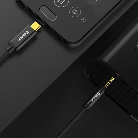 Kabel audio stereo przejścióka AUX 3.5mm Mini Jack - USB-C 120cm - czarny Kabel audio stereo przejścióka AUX 3.5mm Mini Jack - USB-C 120cm - czarny