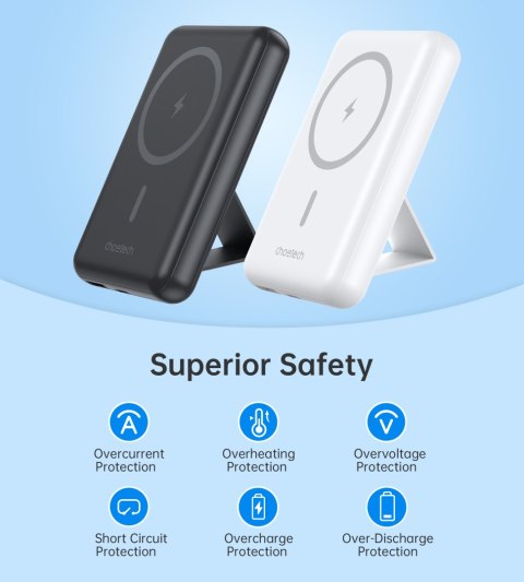 Powerbank 10000mAh bezprzewodowy MagSafe USB-A USB-C funkcja podstawki czarny Powerbank 10000mAh bezprzewodowy MagSafe USB-A USB-C funkcja podstawki czarny