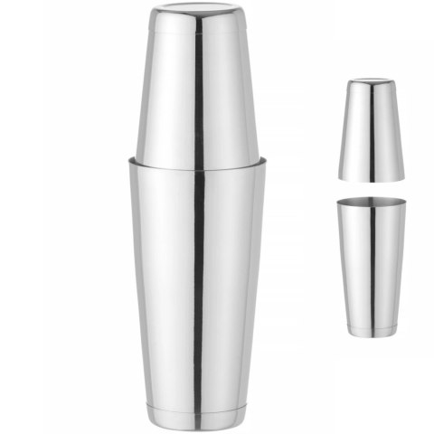 Shaker bostoński 2 częściowy do drinków koktajli Tin on Tin 0.8 l - srebrny Shaker bostoński 2 częściowy do drinków koktajli Tin on Tin 0.8 l - srebrny