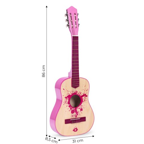 Gitara dla dzieci różowa duża- 34 drewniana 6 strun metalowe i nylonowe ECOTOYS Gitara dla dzieci różowa duża- 34 drewniana 6 strun metalowe i nylonowe ECOTOYS