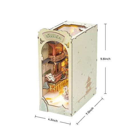 ROBOTIME Składany Drewniany Model 3D LED - Book Nook Opadająca Sakura ROBOTIME Składany Drewniany Model 3D LED - Book Nook Opadająca Sakura