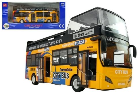 Autobus Piętrowy z Dźwiękiem 1:32 Otwierane Drzwi Żółty Autobus Piętrowy z Dźwiękiem 1:32 Otwierane Drzwi Żółty