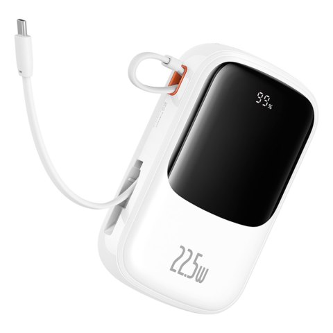 Powerbank Qpow Pro+ 20000mAh z kablem USB-C i wyświetlaczem - biały Powerbank Qpow Pro+ 20000mAh z kablem USB-C i wyświetlaczem - biały