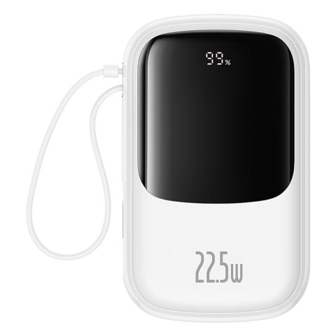Powerbank Qpow Pro+ 20000mAh z kablem USB-C i wyświetlaczem - biały Powerbank Qpow Pro+ 20000mAh z kablem USB-C i wyświetlaczem - biały