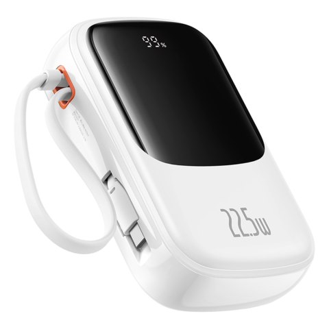 Powerbank Qpow Pro+ 20000mAh z kablem USB-C i wyświetlaczem - biały Powerbank Qpow Pro+ 20000mAh z kablem USB-C i wyświetlaczem - biały