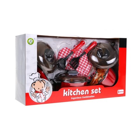 Czerwony zestaw Kucharza dla dzieci Garnki kuchenne Atrapy jedzenia 22e Czerwony zestaw Kucharza dla dzieci Garnki kuchenne Atrapy jedzenia 22e