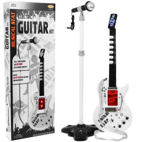 Gitara elektryczna + Mikrofon dla dzieci 6+ Instrument muzyczny Dźwięki + Światła Gitara elektryczna + Mikrofon dla dzieci 6+ Instrument muzyczny Dźwięki + Światła