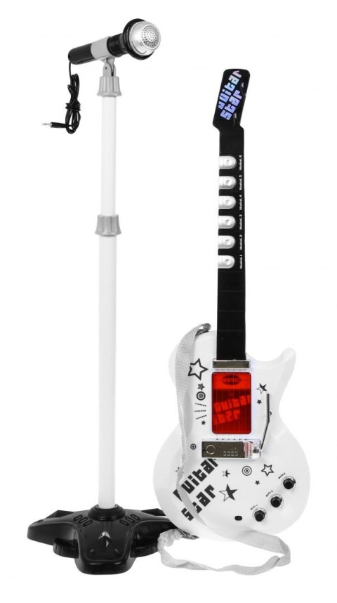 Gitara elektryczna + Mikrofon dla dzieci 6+ Instrument muzyczny Dźwięki + Światła Gitara elektryczna + Mikrofon dla dzieci 6+ Instrument muzyczny Dźwięki + Światła