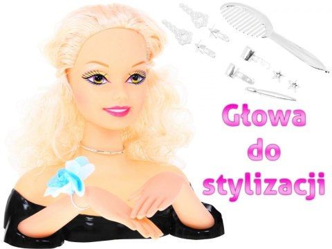 Lalka blondynka do stylizacji włosów dla dzieci 3+ Zestaw do czesania + Ozdoby akcesoria Lalka blondynka do stylizacji włosów dla dzieci 3+ Zestaw do czesania + Ozdoby akcesoria