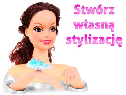 Lalka brunetka do stylizacji włosów dla dzieci 3+ Zestaw do czesania + Ozdoby akcesoria Lalka brunetka do stylizacji włosów dla dzieci 3+ Zestaw do czesania + Ozdoby akcesoria