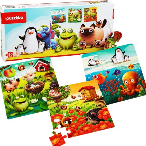 PUZZLE 3W1 ULUBIONE ZWIERZĘTA ZESTAW UKŁADANKA 3 OBRAZKI KOLOROWE PUZZLE 3W1 ULUBIONE ZWIERZĘTA ZESTAW UKŁADANKA 3 OBRAZKI KOLOROWE