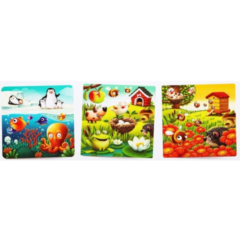 PUZZLE 3W1 ULUBIONE ZWIERZĘTA ZESTAW UKŁADANKA 3 OBRAZKI KOLOROWE PUZZLE 3W1 ULUBIONE ZWIERZĘTA ZESTAW UKŁADANKA 3 OBRAZKI KOLOROWE