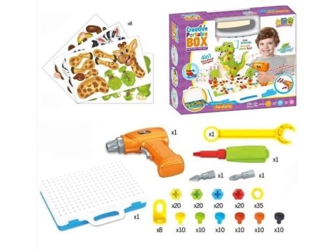 Kreatywna Mozaika ZOO W Walizce 198 el. Układanka 3D, Klocki, Wkrętarka Zestaw Konstrukcyjny Kreatywna Mozaika ZOO W Walizce 198 el. Układanka 3D, Klocki, Wkrętarka Zestaw Konstrukcyjny
