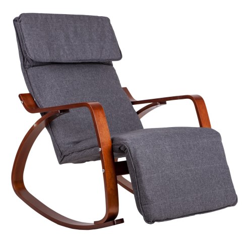 Fotel bujany regulowany podnóżek drewniane ramiona ModernHome Fotel bujany regulowany podnóżek drewniane ramiona ModernHome
