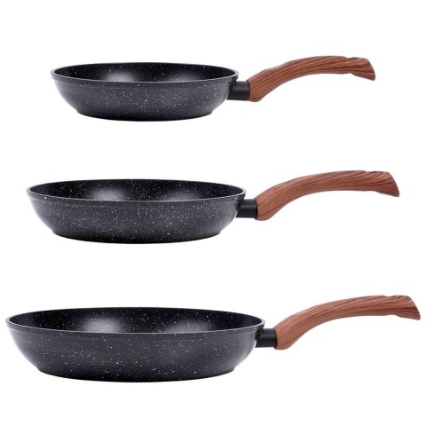 ZESTAW 3 PATELNI GRANITOWYCH BLACK&WOOD 20/24/28 cm 199011 ZESTAW 3 PATELNI GRANITOWYCH BLACK&WOOD 20/24/28 cm 199011