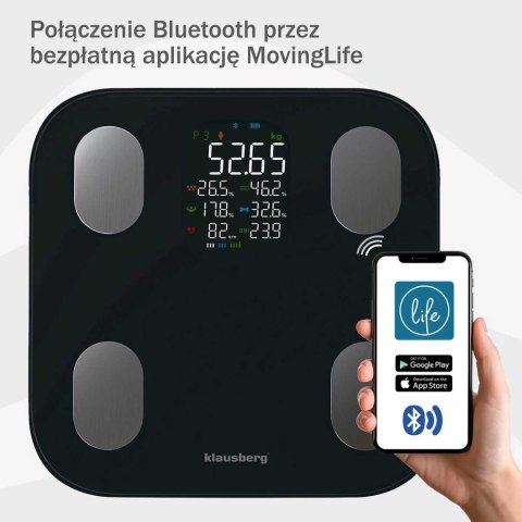 ANALITYCZNA WAGA ŁAZIENKOWA SMART IOS ANDROID KLAUSBERG KB-7854 ANALITYCZNA WAGA ŁAZIENKOWA SMART IOS ANDROID KLAUSBERG KB-7854