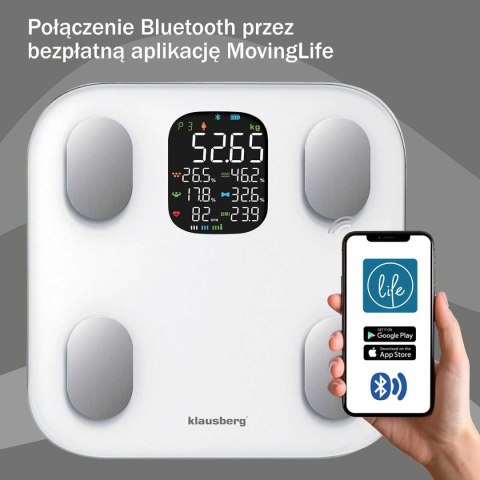 ANALITYCZNA WAGA ŁAZIENKOWA SMART IOS ANDROID KLAUSBERG KB-7855 ANALITYCZNA WAGA ŁAZIENKOWA SMART IOS ANDROID KLAUSBERG KB-7855