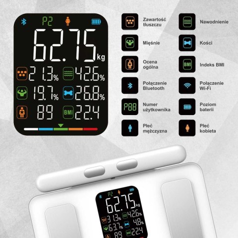 ANALITYCZNA WAGA ŁAZIENKOWA SMART IOS ANDROID KLAUSBERG KB-7857 ANALITYCZNA WAGA ŁAZIENKOWA SMART IOS ANDROID KLAUSBERG KB-7857