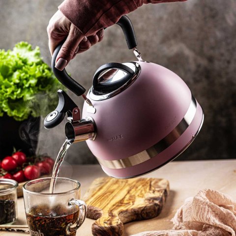 CZAJNIK 1,8L Z GWIZDKIEM KINGHOFF KH-1856 różowy CZAJNIK 1,8L Z GWIZDKIEM KINGHOFF KH-1856 różowy