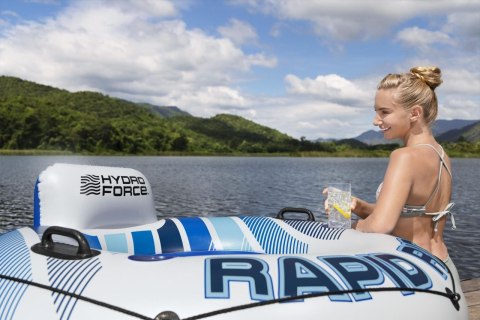 Dmuchany Materac do pływania Rapid Rider BESTWAY 135cm + Oparcie + Siateczkowe dno + Miejsca na napoje + Uchwyty Dmuchany Materac do pływania Rapid Rider BESTWAY 135cm + Oparcie + Siateczkowe dno + Miejsca na napoje + Uchwyty