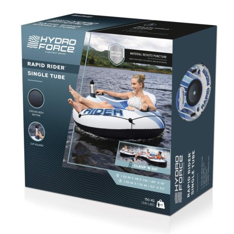 Dmuchany Materac do pływania Rapid Rider BESTWAY 135cm + Oparcie + Siateczkowe dno + Miejsca na napoje + Uchwyty Dmuchany Materac do pływania Rapid Rider BESTWAY 135cm + Oparcie + Siateczkowe dno + Miejsca na napoje + Uchwyty