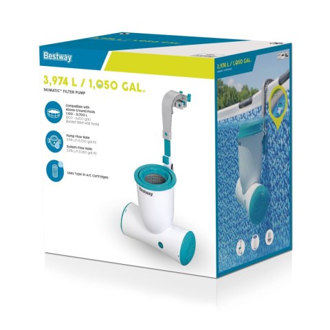 Filtrująca Pompa basenowa ze Skimmerem Skimatic FlowClear 3974l/h BESTWAY + Filtr wymienny Filtrująca Pompa basenowa ze Skimmerem Skimatic FlowClear 3974l/h BESTWAY + Filtr wymienny