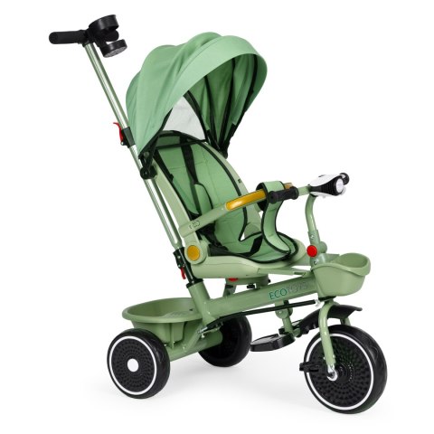 Rowerek trójkołowy spacerówka 2w1 obracane siedzisko składany daszek zielony - ECOTOYS Rowerek trójkołowy spacerówka 2w1 obracane siedzisko składany daszek zielony - ECOTOYS