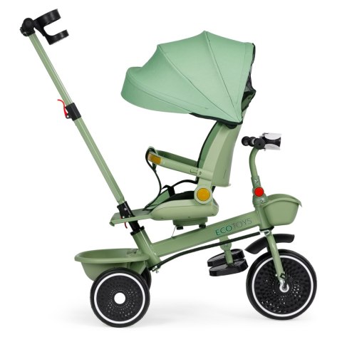 Rowerek trójkołowy spacerówka 2w1 obracane siedzisko składany daszek zielony - ECOTOYS Rowerek trójkołowy spacerówka 2w1 obracane siedzisko składany daszek zielony - ECOTOYS
