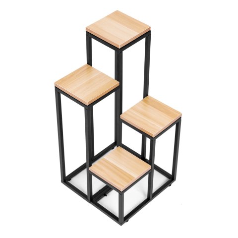 Kwietnik regał na kwiaty ozdoby 4 półki metal MDF jasny orzech ModernHome Kwietnik regał na kwiaty ozdoby 4 półki metal MDF jasny orzech ModernHome