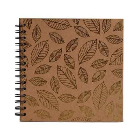 Album na spirali 20x20cm złote liscie 30 ark kremowe 180 g/m2 Album na spirali 20x20cm złote liscie 30 ark kremowe 180 g/m2