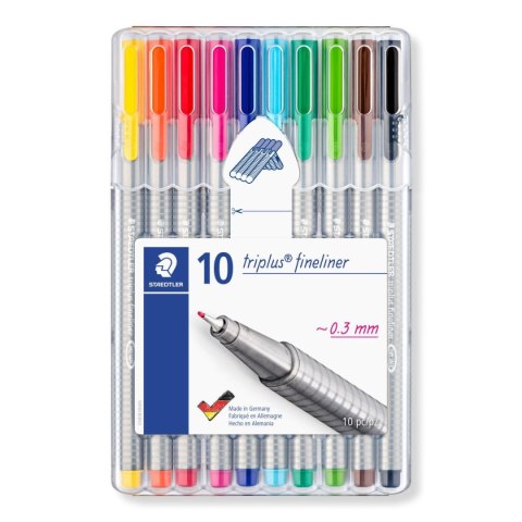 Cienkopis triplus trójkątny 0.3 mm 10 kol. w etui box Staedtler Cienkopis triplus trójkątny 0.3 mm 10 kol. w etui box Staedtler