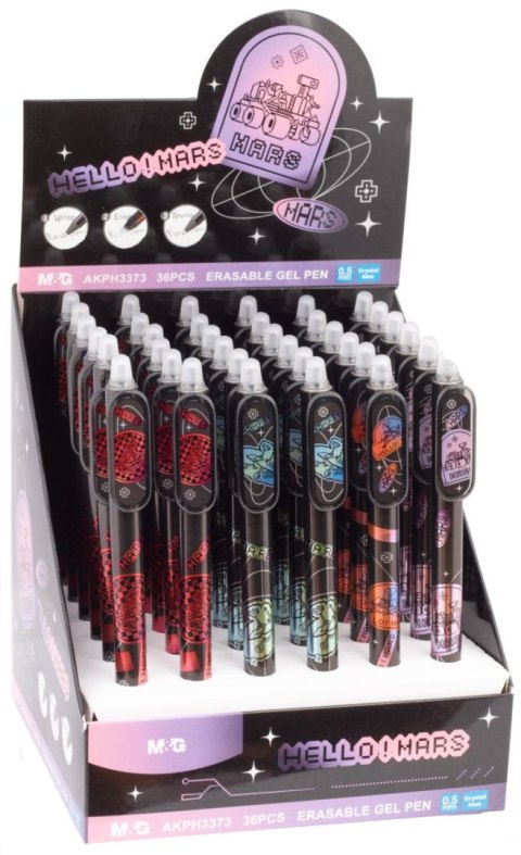 Długopis usuwalny automatyczny Hello Mars 05mm niebieski display 36szt MG Długopis usuwalny automatyczny Hello Mars 05mm niebieski display 36szt MG