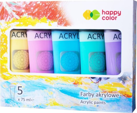 Farba akrylowa zestaw 5 kolorów x 75 ml kolory pastel Farba akrylowa zestaw 5 kolorów x 75 ml kolory pastel