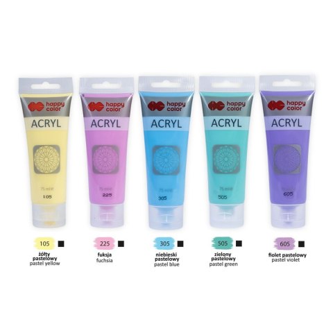 Farba akrylowa zestaw 5 kolorów x 75 ml kolory pastel Farba akrylowa zestaw 5 kolorów x 75 ml kolory pastel