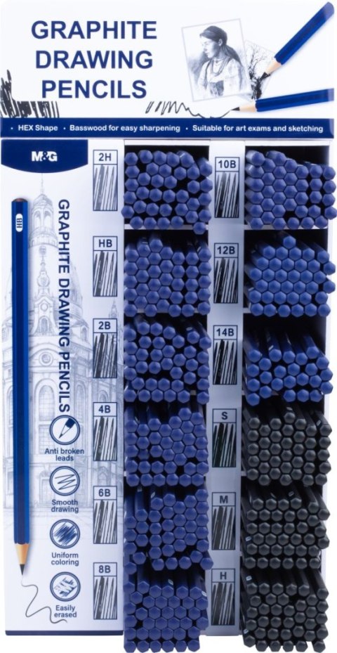 Ołówek techniczny różne twardości drewno lipowe display 504szt MG Ołówek techniczny różne twardości drewno lipowe display 504szt MG